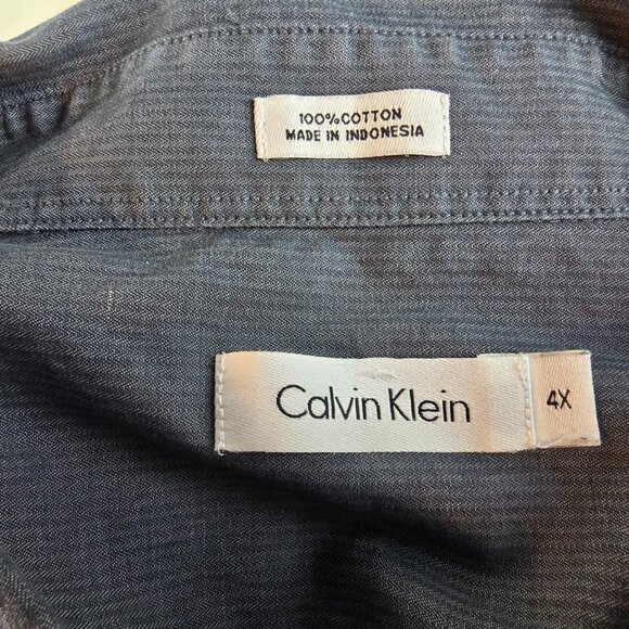 Calvin Klein Men's 4XL Long Sleeve Button Down Shirt Blue Double Chest Pockets - Picture 7 of 8